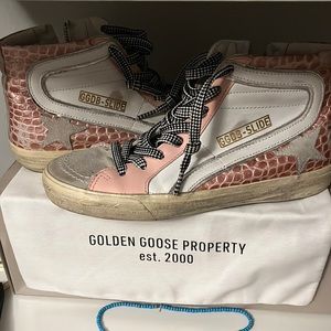 Pink Golden Goose Zip Up High Tops Size 38